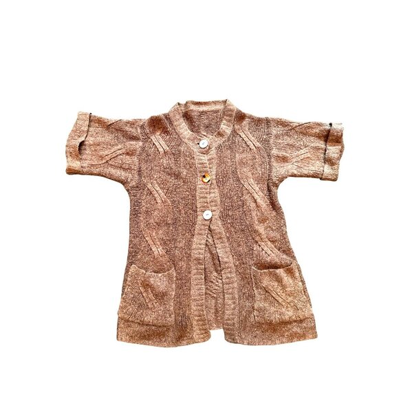 CCC Cozy Knit Button Up Brown Cardigan Sweater Pockets Short Sleeves Trendy Larg - Picture 6 of 8